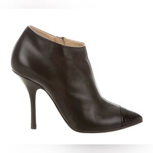 GIUSEPPE ZANOTTI black LEATHER CAP-TOE ANKLE BOOTS
Size: 8 IT 38